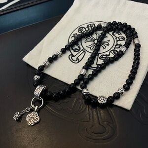 Chrome Hearts New Obsidian Beaded Necklace